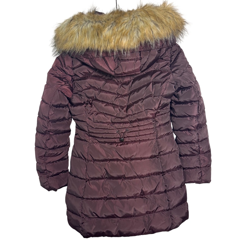 Laundry by Shelli Segal Puffer Coat Faux Fur Hood Burgundy Size‎ Small - Picture 5 of 9